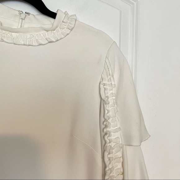Alexis Marianne Dress in Ivory ruffle tiered sleeve high neck medium m - Picture 6 of 11